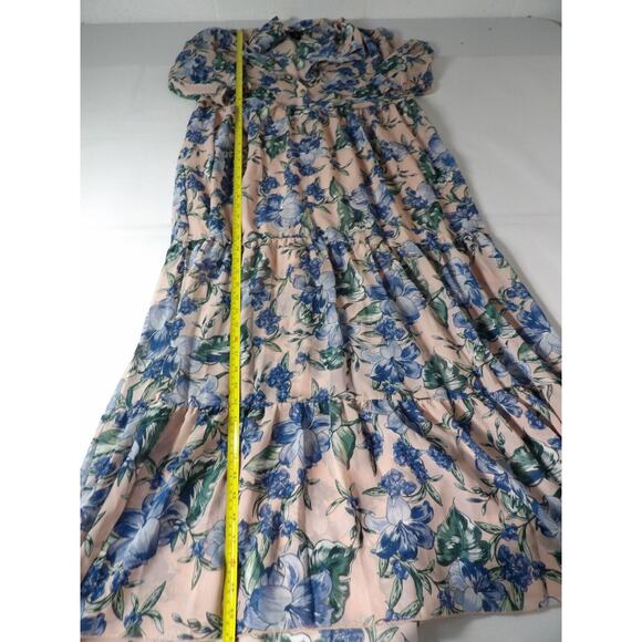 Kate & Lily Size 10 Maxi Dress Sheer Pink Floral Tropical Chiffon Collared Butt - Picture 6 of 15